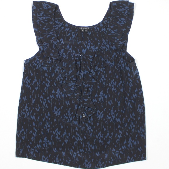 Theory Tops - Theory Arnalda Ruffle Silk Sleeveless Blouse